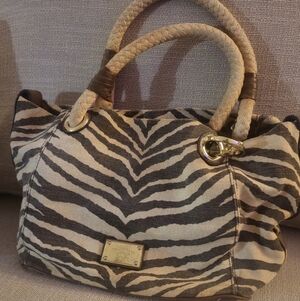 y2k michael kors zebra canvas bag